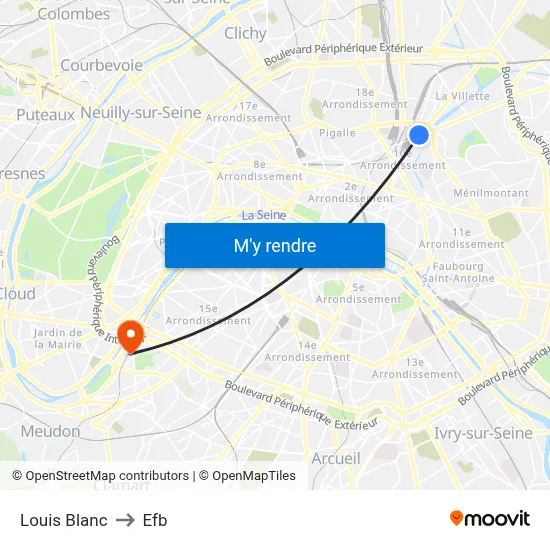 Louis Blanc to Efb map
