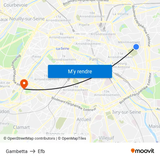 Gambetta to Efb map