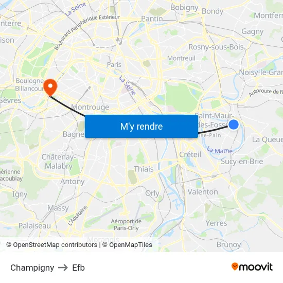 Champigny to Efb map