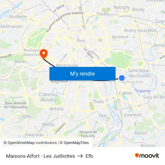 Maisons-Alfort - Les Juilliottes to Efb map