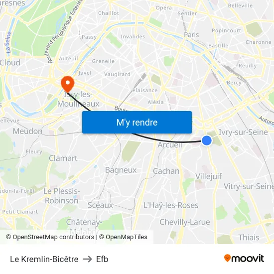 Le Kremlin-Bicêtre to Efb map