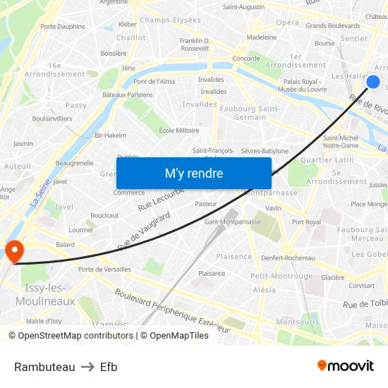 Rambuteau to Efb map