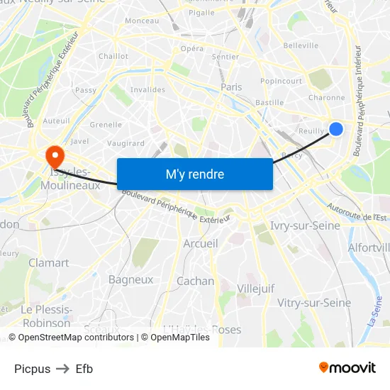 Picpus to Efb map