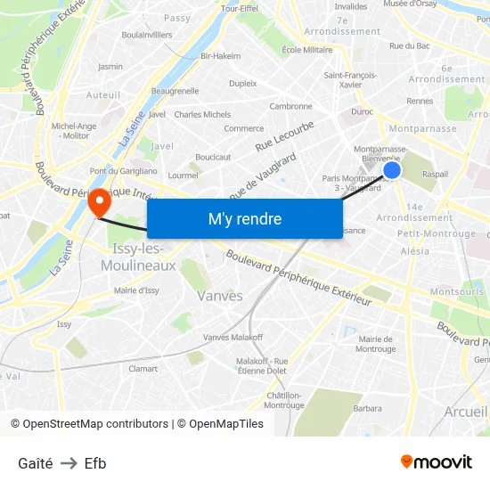 Gaîté to Efb map