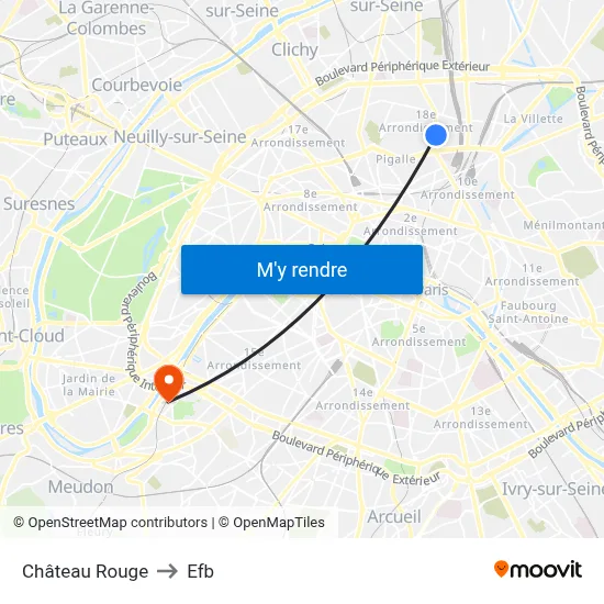 Château Rouge to Efb map