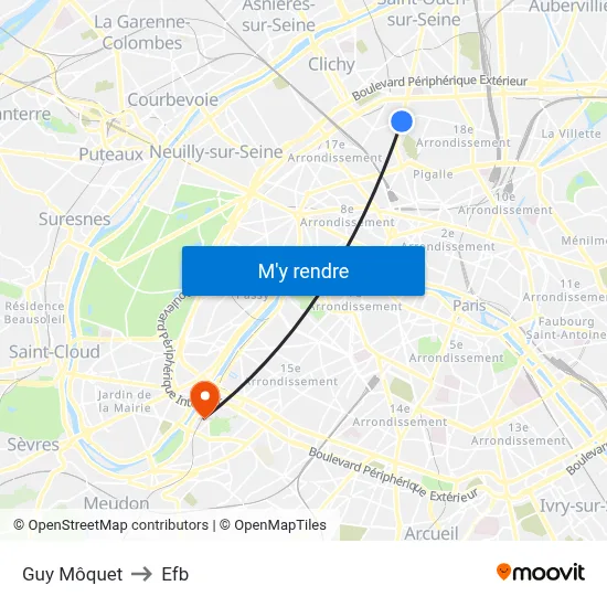 Guy Môquet to Efb map