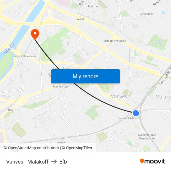 Vanves - Malakoff to Efb map