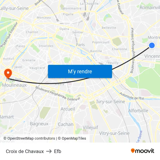 Croix de Chavaux to Efb map