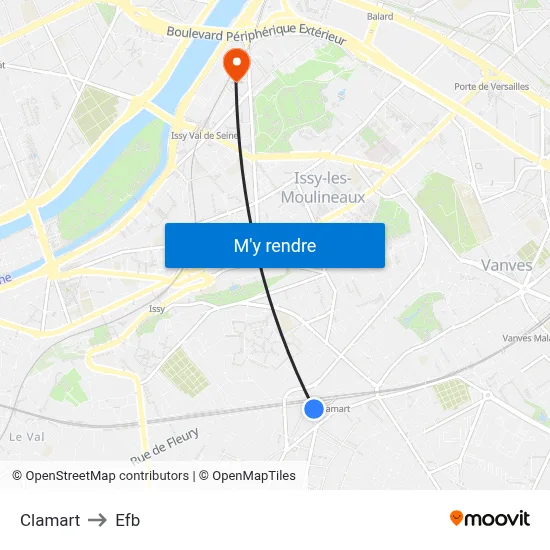 Clamart to Efb map