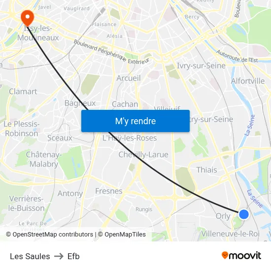 Les Saules to Efb map