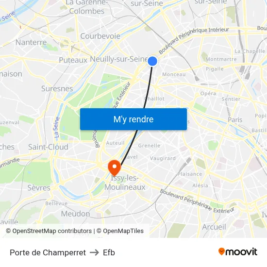 Porte de Champerret to Efb map