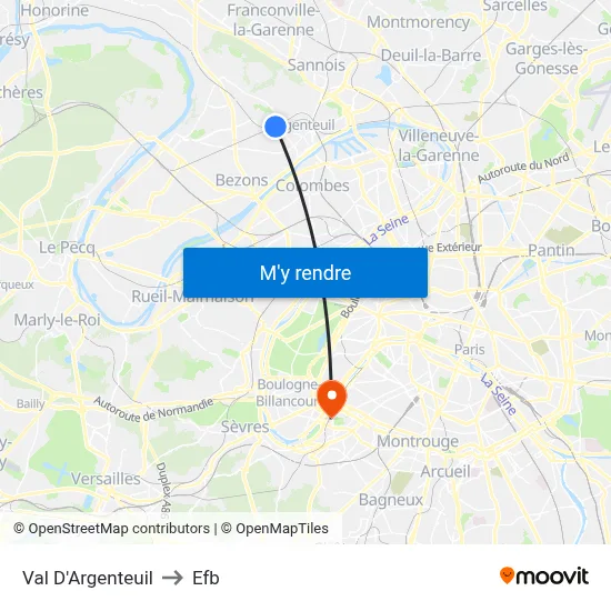 Val D'Argenteuil to Efb map