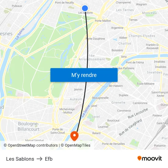 Les Sablons to Efb map
