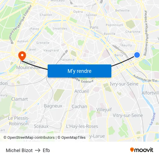Michel Bizot to Efb map