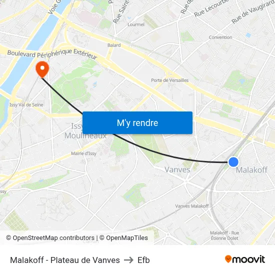 Malakoff - Plateau de Vanves to Efb map