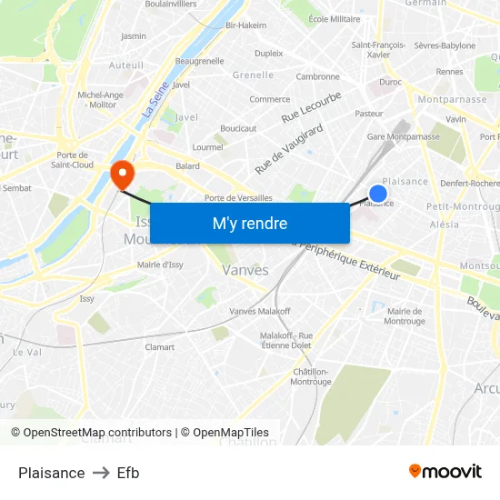 Plaisance to Efb map