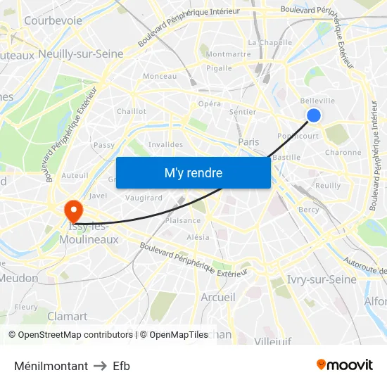 Ménilmontant to Efb map
