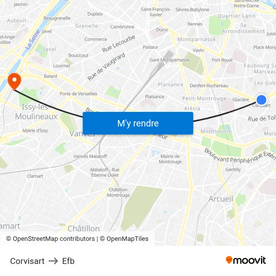 Corvisart to Efb map