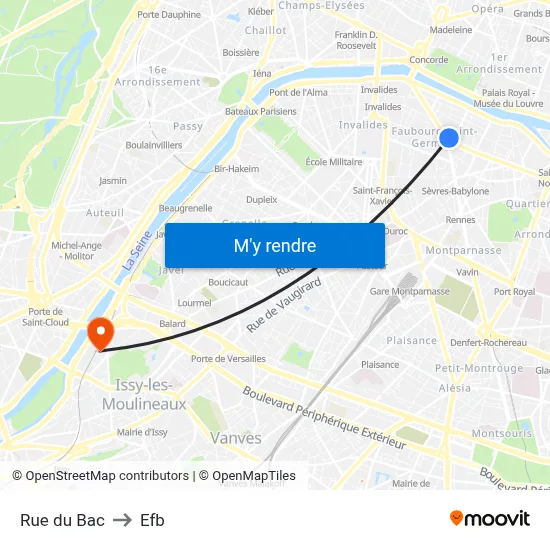 Rue du Bac to Efb map