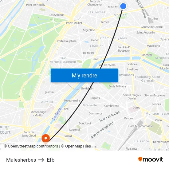 Malesherbes to Efb map
