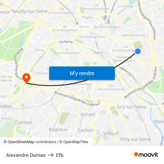 Alexandre Dumas to Efb map
