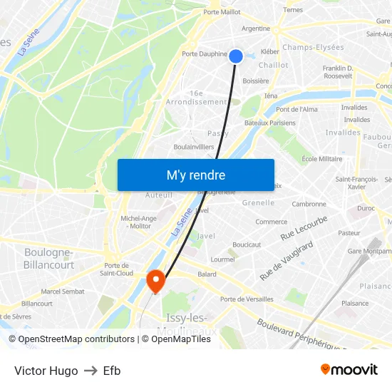 Victor Hugo to Efb map