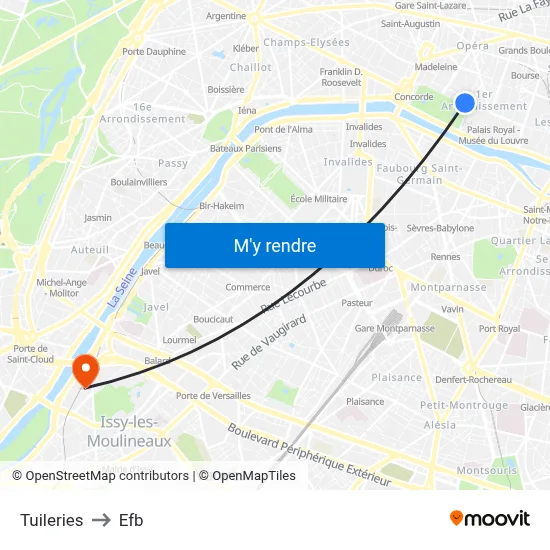 Tuileries to Efb map