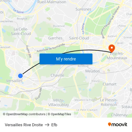 Versailles Rive Droite to Efb map