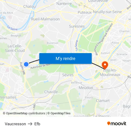 Vaucresson to Efb map