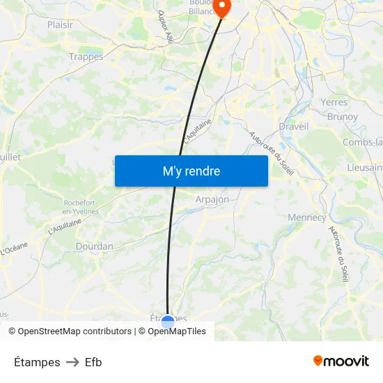 Étampes to Efb map