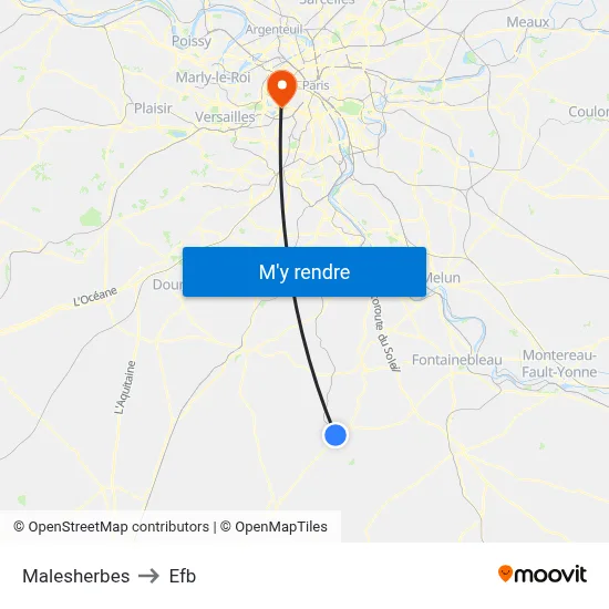 Malesherbes to Efb map