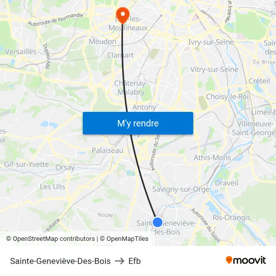 Sainte-Geneviève-Des-Bois to Efb map