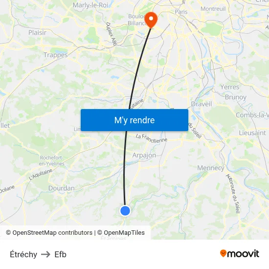 Étréchy to Efb map