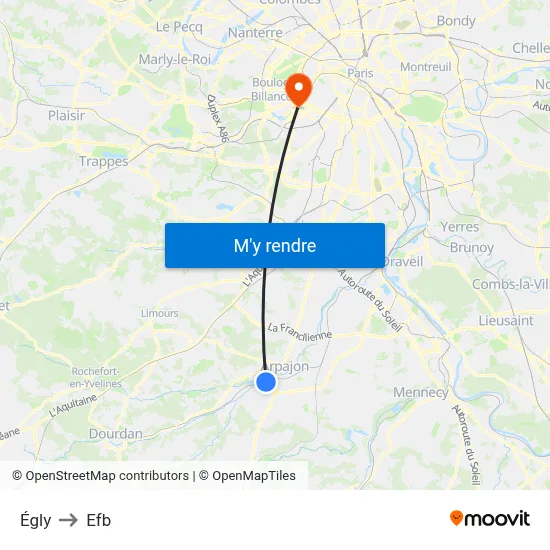 Égly to Efb map