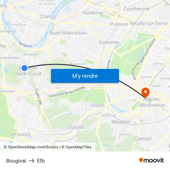 Bougival to Efb map