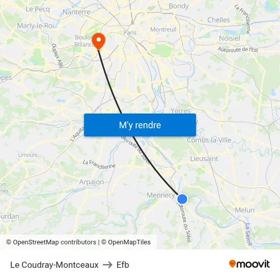 Le Coudray-Montceaux to Efb map