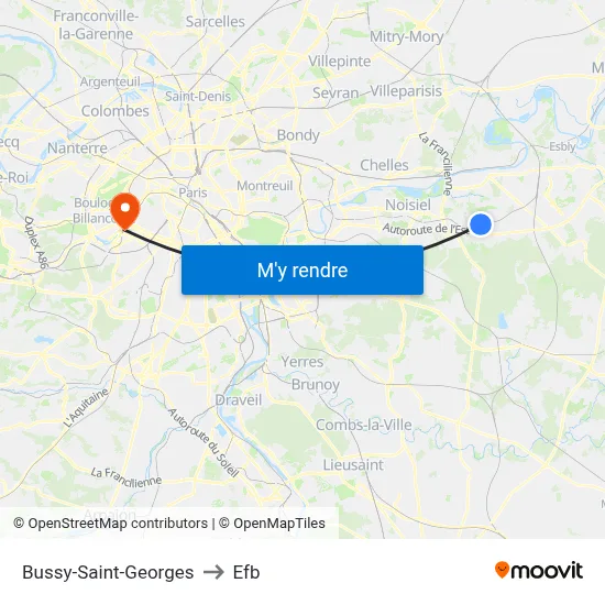 Bussy-Saint-Georges to Efb map