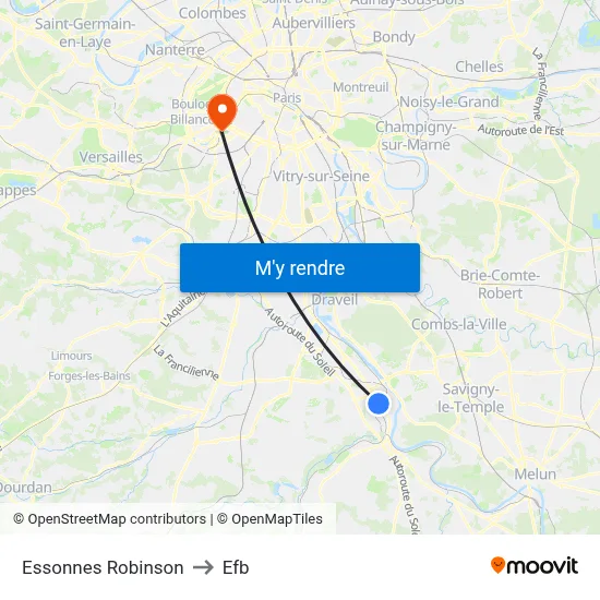 Essonnes Robinson to Efb map