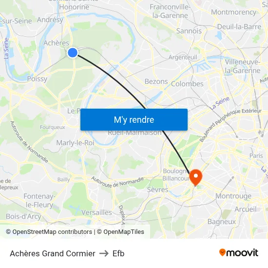 Achères Grand Cormier to Efb map