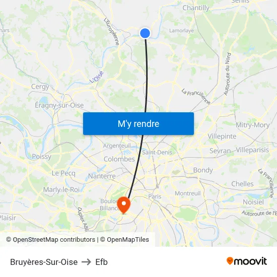 Bruyères-Sur-Oise to Efb map