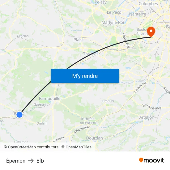 Épernon to Efb map