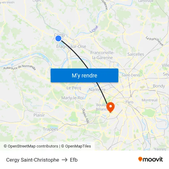 Cergy Saint-Christophe to Efb map