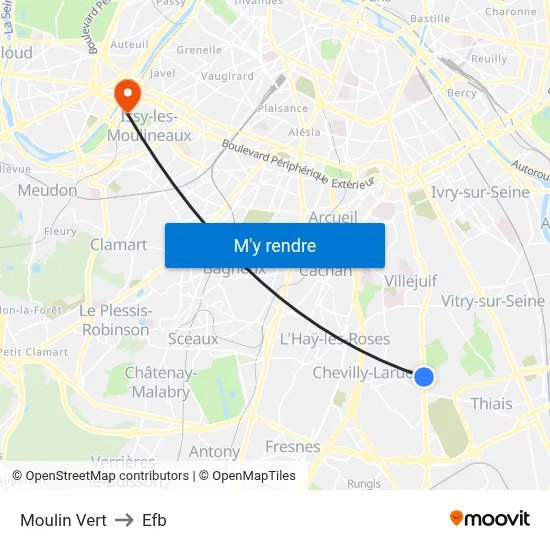Moulin Vert to Efb map