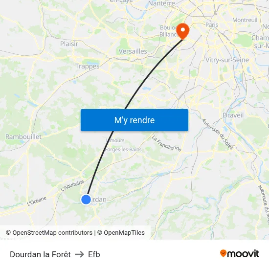Dourdan la Forêt to Efb map
