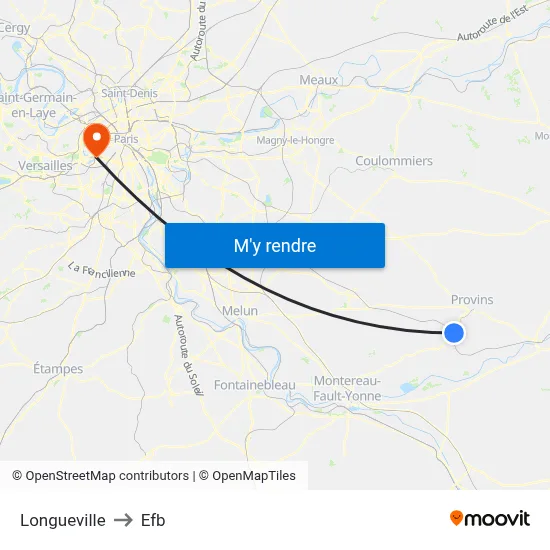 Longueville to Efb map