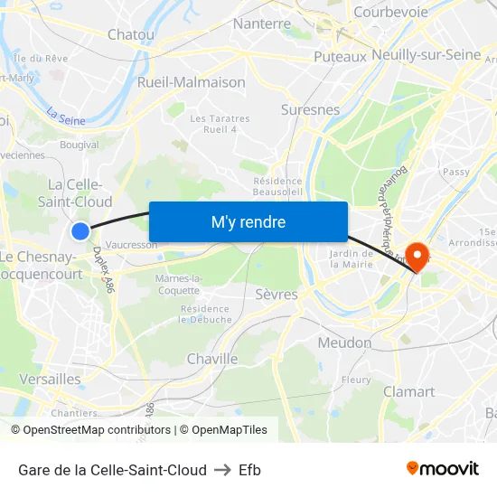 Gare de la Celle-Saint-Cloud to Efb map
