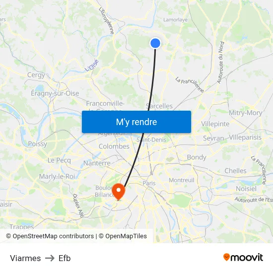 Viarmes to Efb map