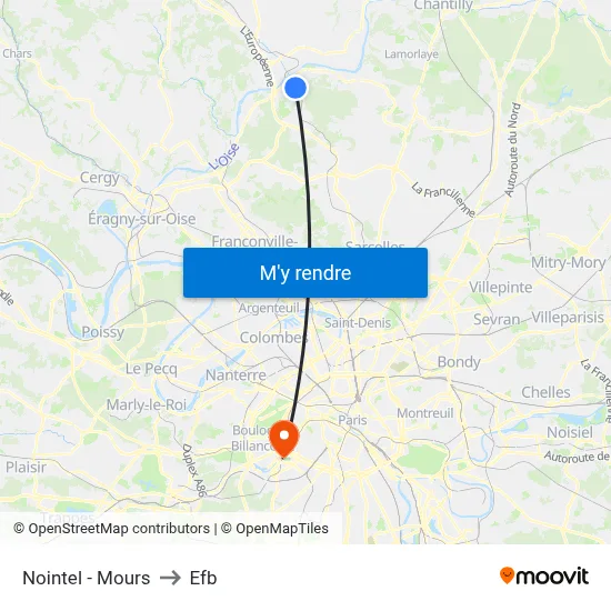 Nointel - Mours to Efb map
