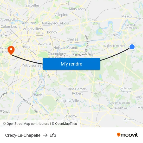 Crécy-La-Chapelle to Efb map