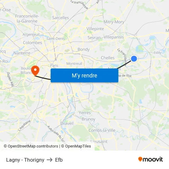 Lagny - Thorigny to Efb map